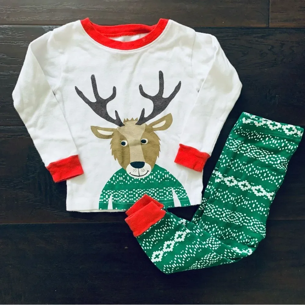 Carter's Infant Baby Christmas Reindeer Snug Fit Pajamas PJs Set | Size: 24m